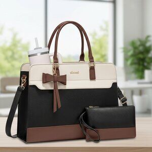 Laptop Tote Bag for Women,Leather Work‎ Bag, Waterproof Business